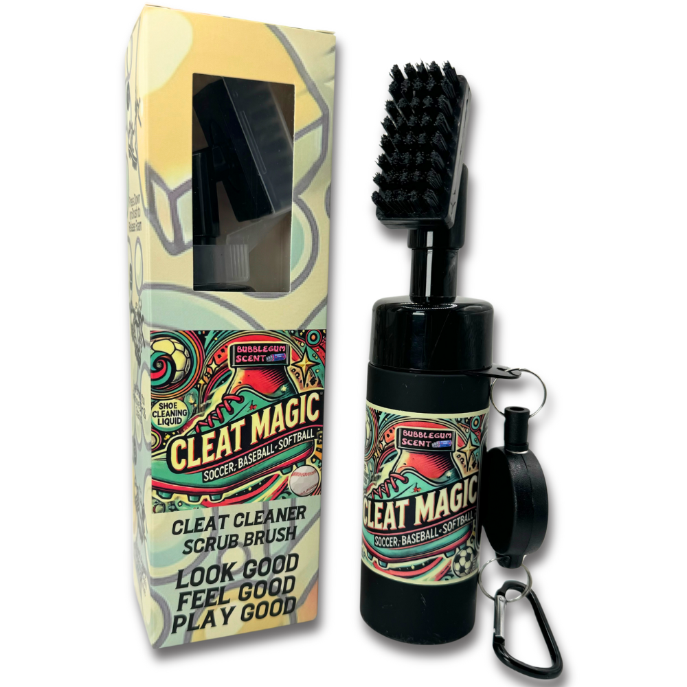 CLEAT MAGIC BOTTLE BRUSH - Foaming 6.5 oz. Cleat Cleaning Solution with Scrubber